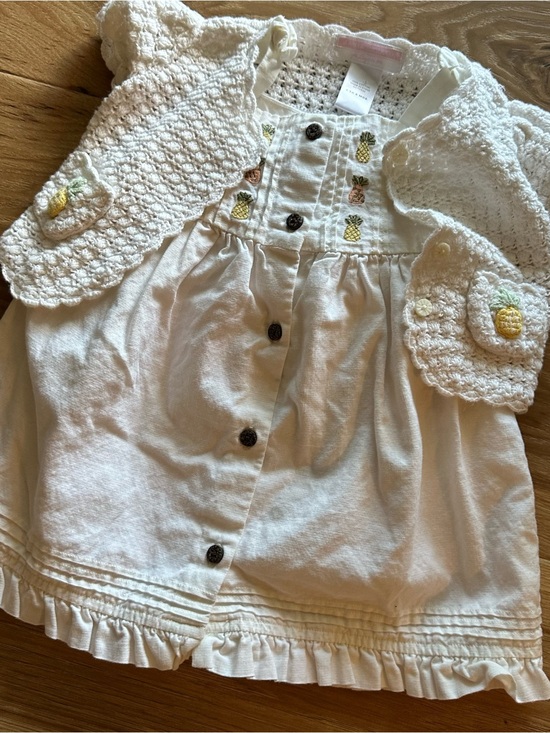 Janie and Jack Other - Janie and Jack Cream Dress Crochet Cardigan